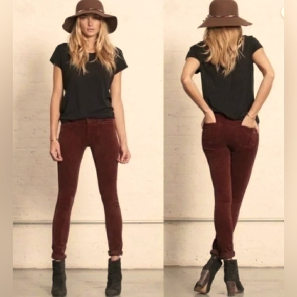 Rag & Bone Skinny Burgundy Velvet Jeans/Pants - Picture 1 of 9